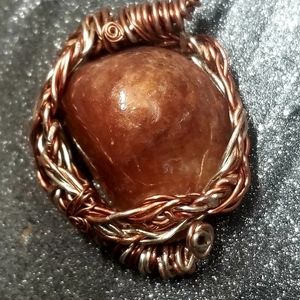 Copper wrapped fire agate